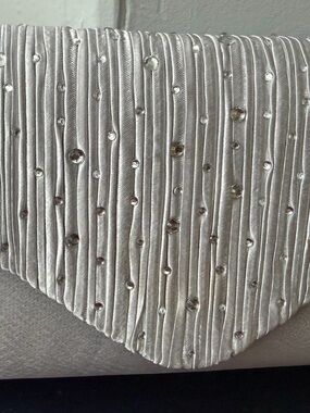 Embellished Satin Clutch with Crystal Studs